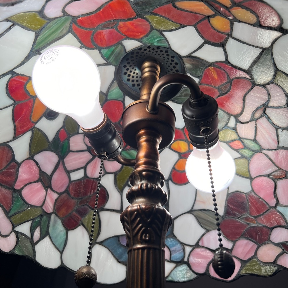 Dale Tiffany Stained Glass Butterfly and Floral Table Lamp - Picture 7 of 11